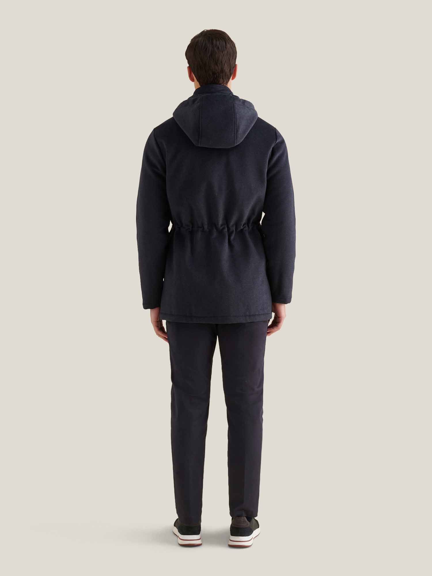 Peckham Rye Wool Blend Dark Sapphire Navy Padded Parka Jacket